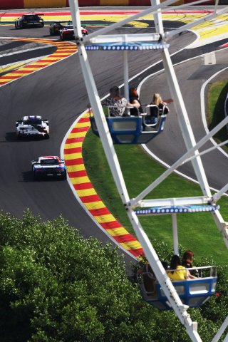 Fans watching the race from the Ferris Wheel