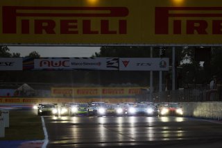 Start of the race, #51 - AF Corse - Francorchamps Motors - Alessio ROVERA - Vincent ABRIL - Ferrari 296 GT3 leads 