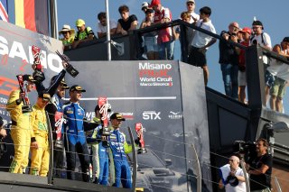 Race 2 Overall  Podium (l-r) #48 - Winward Racing - Lucas AUER - Maro ENGEL - Mercedes-AMG GT3 EVO, #59 - Garage 59 - Marvin KIRCHHOFER - Benjamin GOETHE - McLaren 720S GT3 EVO, #96 - Rutronik Racing - Patric NIEDERHAUSER - Sven MULLER - Porsche 911 GT3 R