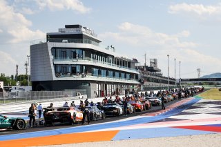 The grid for the restart of the race