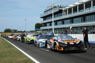 Cars on the grid during the Red Flag 