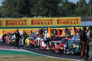 Cars on the grid during the Red Flag 