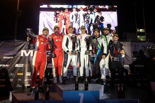 Race 1 Bronze Podium (l-r) #991 - Paradine Competition - Jake DENNIS - Darren LEUNG - BMW M4 GT3 EVO, #89 - Lionspeed GP - Bastian BUUS - Bashar MARDINI - Porsche 911 GT3 R (992), #85 - Imperiale Racing - Loris SPINELLI - Dmitriy GVAZAVA - Lamborghini Hur
