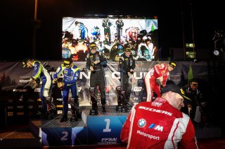 Race 1 Overall Podium (l-r) #96 - Rutronik Racing - Patric NIEDERHAUSER - Sven MULLER - Porsche 911 GT3 R (992), #63 - GRT - Grasser Racing Team - Luca ENGSTLER - Jordan PEPPER - Lamborghini Huracan GT3 EVO2, #32 - Team WRT - Charles WEERTS - Kelvin VAN D