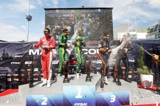 Race 2 Silver Podium (l-r) #992 - Paradine Competition - Maxime OOSTEN - Mex JANSEN - BMW M4 GT3 EVO, #21 - Comtoyou Racing - Jamie DAY - Kobe PAUWELS - Aston Martin Vantage AMR GT3 EVO, #10 - Boutsen VDS - Aurelien PANIS - Cesar GAZEAU - Mercedes-AMG GT3