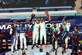 Race 2 Podium (l-r) #74 - Kessel Racing - Dennis MARSCHALL - Dustin BLATTNER - Ferrari 296 GT3, #81 - Winward Racing - Marvin DIENST - Rinat SALIKHOV - Mercedes-AMG GT3 EVO, #85 - Imperiale Racing - Loris SPINELLI - Dmitriy GVAZAVA - Lamborghini Huracan G
