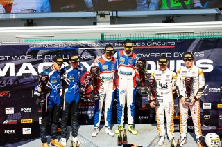 Race 2 Gold Podium (l-r) #58 - Garage 59 - Thomas FLEMING - Louis PRETTE - McLaren 720S GT3 EVO, #25 - Sainteloc Racing - Paul EVRARD - Gilles MAGNUS - Audi R8 LMS GT3 EVO II, #88 - Tresor Attempto Racing - Sebastian OGAARD - Leonardo MONCINI - Audi R8 LM