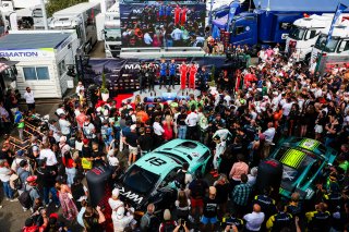 Race 2 Overall Podium (l-r) #63 - GRT - Grasser Racing Team - Luca ENGSTLER - Jordan PEPPER - Lamborghini Huracan GT3 EVO2, #59 - Garage 59 - Marvin KIRCHHOFER - Benjamin GOETHE - McLaren 720S GT3 EVO, #32 - Team WRT - Charles WEERTS - Kelvin VAN DER LIND