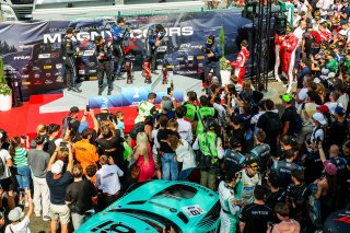Race 2 Overall Podium (l-r) #63 - GRT - Grasser Racing Team - Luca ENGSTLER - Jordan PEPPER - Lamborghini Huracan GT3 EVO2, #32 - Team WRT - Charles WEERTS - Kelvin VAN DER LINDE - BMW M4 GT3 EVO 