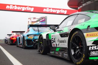 The cars line up in the pit lane for Qualifying