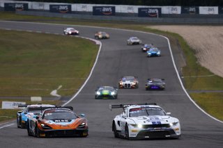 #5 - Optimum Motorsport - Largim ALI - James ALLEN - Michael PORTER - McLaren 720S GT3 EVO and #65 - HRT Ford Performance - Finn WIEBELHAUS - Romain ANDRIOLO - David SCHUMACHER - Ford Mustang GT3