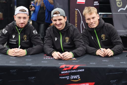 #63 - GRT - Grasser Racing Team - Mirko BORTOLOTTI - Luca ENGSTLER - Jordan PEPPER at the Autograph Session | SRO / JEP