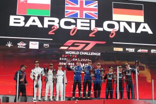Overall Podium, #777 - AlManar Racing by WRT - Jens KLINGMANN - Ben TUCK - Al Faisal AL ZUBAIR - BMW M4 GT3 EVO, #58 - Garage 59 - Adam SMALLEY - Dean MACDONALD - Louis PRETTE - McLaren 720S GT3 EVO and #98 - ROWE Racing - Augusto FARFUS - Jesse KROHN - R