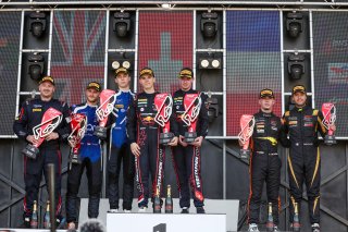 Race 1 Gold Podium (l-r) #58 - Garage 59 - Thomas FLEMING - Louis PRETTE - McLaren 720S GT3 EVO, #69 - Emil Frey Racing - Thierry VERMEULEN - Chris LULHAM - Ferrari 296 GT3, #111 - CSA Racing - Simon GACHET - Loris CABIROU - McLaren 720S GT3 EVO