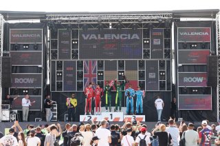 Race 1 Silver Podium (l-r) #992 - Paradine Competition - Maxime OOSTEN - Mex JANSEN - BMW M4 GT3 EVO, #21 - Comtoyou Racing - Jamie DAY - Kobe PAUWELS - Aston Martin Vantage AMR GT3 EVO, #30 - Team WRT - Giles STADSBADER - Matisse LISMONT - BMW M4 GT3 EVO