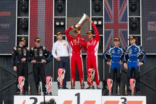 Race 2 Overall Podium (l-r) #63 - GRT - Grasser Racing Team - Luca ENGSTLER - Jordan PEPPER - Lamborghini Huracan GT3 EVO2, #32 - Team WRT - Charles WEERTS - Kelvin VAN DER LINDE - BMW M4 GT3 EVO, #59 - Garage 59 - Marvin KIRCHHOFER - Benjamin GOETHE - Mc