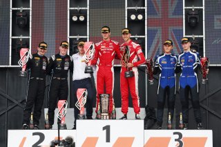 Race 2 Overall Podium (l-r) #63 - GRT - Grasser Racing Team - Luca ENGSTLER - Jordan PEPPER - Lamborghini Huracan GT3 EVO2, #32 - Team WRT - Charles WEERTS - Kelvin VAN DER LINDE - BMW M4 GT3 EVO, #59 - Garage 59 - Marvin KIRCHHOFER - Benjamin GOETHE - Mc