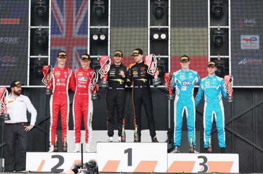 Race 2 Silver Podium (l-r) #992 - Paradine Competition - Maxime OOSTEN - Mex JANSEN - BMW M4 GT3 EVO, #10 - Boutsen VDS - Aurelien PANIS - Cesar GAZEAU - Mercedes-AMG GT3 EVO, #30 - Team WRT - Giles STADSBADER - Matisse LISMONT - BMW M4 GT3 EVO  | SRO / JEP