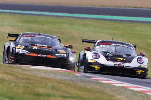 #99 - Tresor Attempto Racing - Alex AKA/Dylan PEREIRA - Audi R8 LMS GT3 EVO II and #2 - Boutsen VDS - Dorian BOCCOLACCI/Morris SCHURING - Porsche 911 GT3 R EVO | JEP