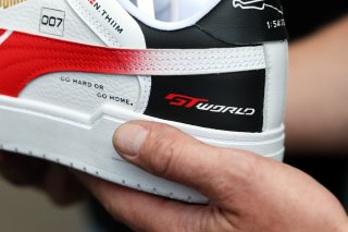 #7 - Comtoyou Racing - Nicki THIIM - Aston Martin Vantage AMR GT3 EVO recieves his customised shoes for fastest lap at Paul Ricard