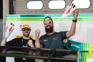 #7 - Comtoyou Racing - Nicki THIIM - Aston Martin Vantage AMR GT3 EVO recieves his customised shoes for fastest lap at Paul Ricard
