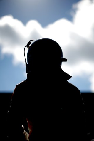 A driver in the pit lane