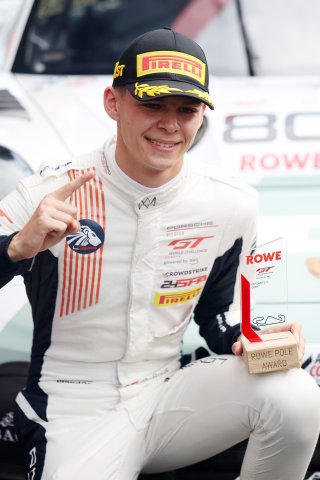 #80 - Lionspeed GP - Bastian Buus - Porsche 911 GT3 R (992) EVO celebrates ROWE Pole Position