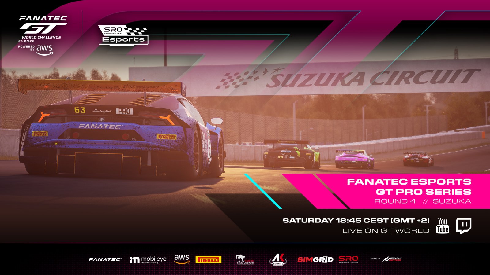 Fan favourite Suzuka subs for Hockenheim as Fanatec Esports GT Pro Series continues this Saturday