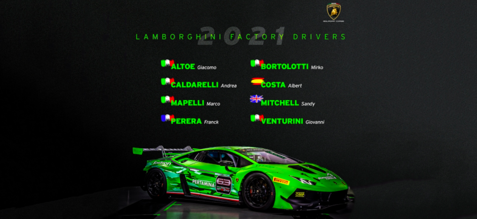 Lamborghini names 2021 factory drivers