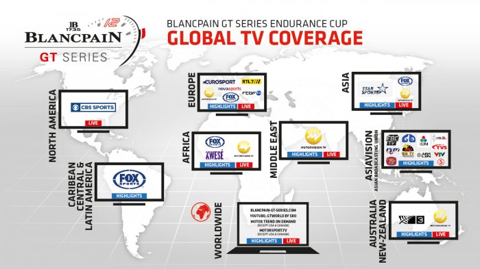 Extensive television and online coverage confirmed for 2019 Blancpain GT Series Endurance Cup