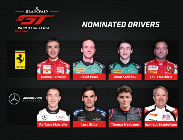 Ferrari and Mercedes-AMG reveal driver nominations for maiden Blancpain GT World Challenge Europe campaign