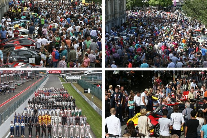 Duizenden fans begroeten de parade voor de Total 24 Hours of Spa