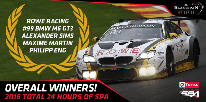 Flash info : BMW wins eventful Total 24 Hours of Spa after epic finish