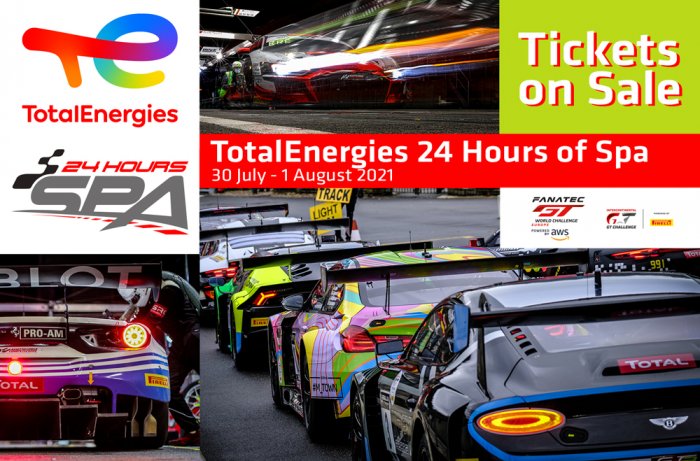Tickets on sale now for 2021 TotalEnergies 24 Hours of Spa