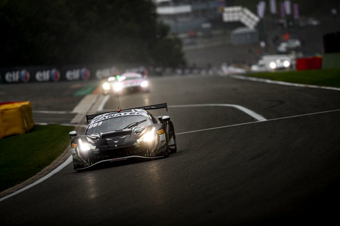 Iron Lynx Ferrari leads TotalEnergies 24 Hours of Spa at one-quarter distance as darkness falls over the Ardennes