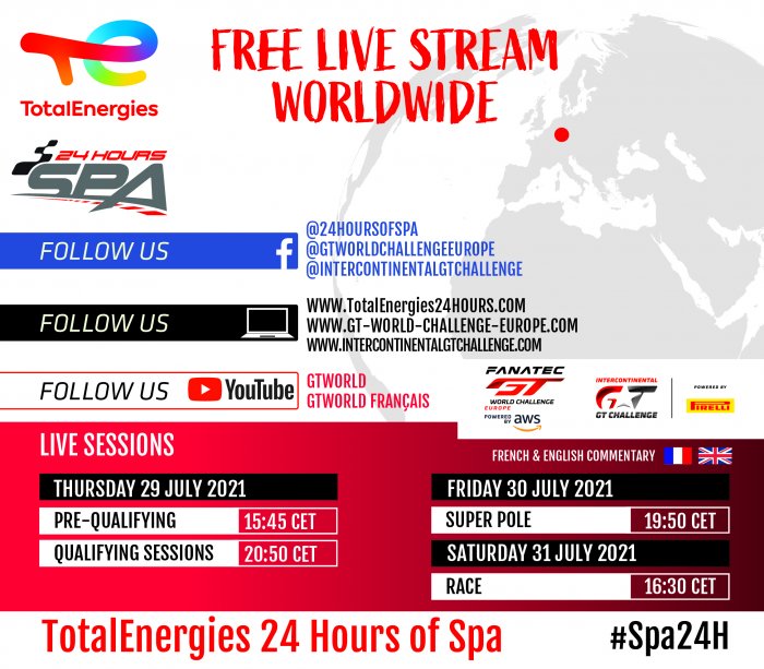 Comment suivre les TotalEnergies 24 Hours of Spa 2021 ?