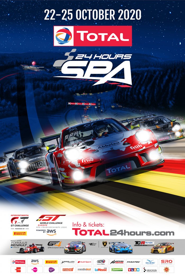 Total 24 Hours of Spa marks 100-day countdown with dazzling night racing poster