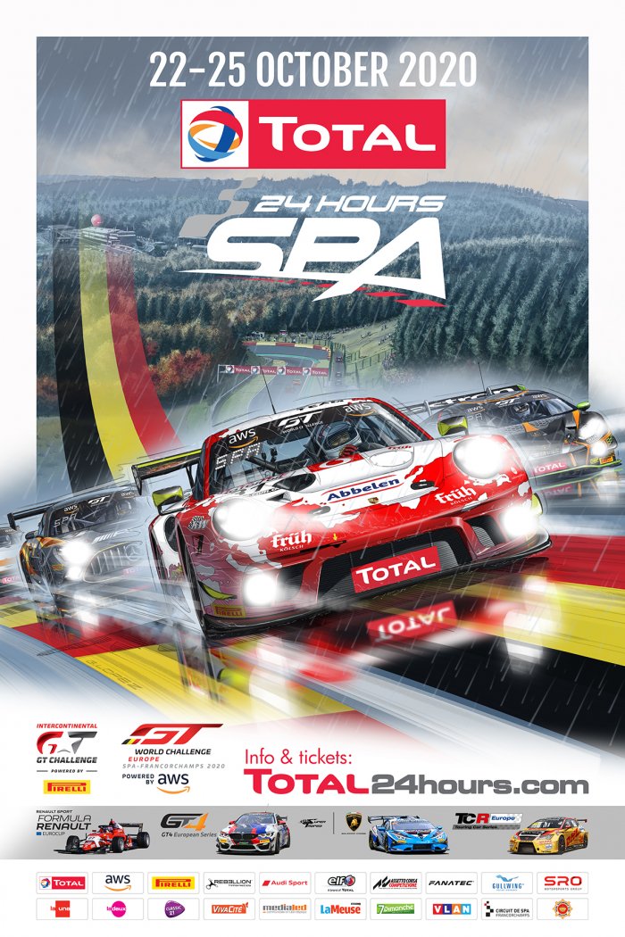 Nog vijftig dagen: nieuwe Total 24 Hours of Spa poster telt verder af naar Belgische klassieker