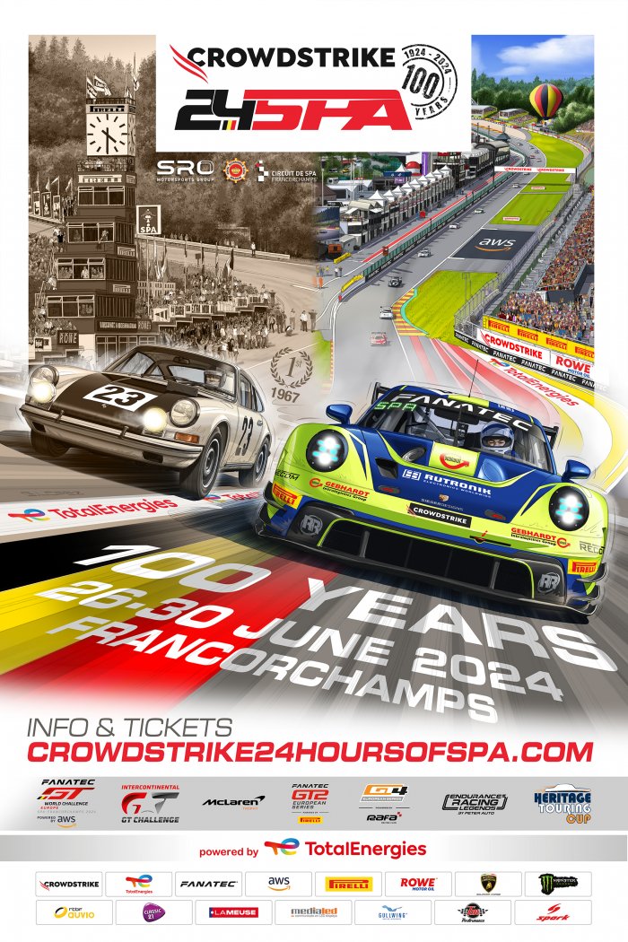 Affiche 2/10 : la première victoire Porsche à l’honneur pour fêter le centenaire des CrowdStrike 24 Hours of Spa